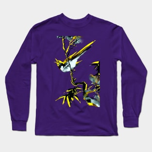 Bird singing, Japanese woodblock painting by blacklinesw9 2.0 Long Sleeve T-Shirt